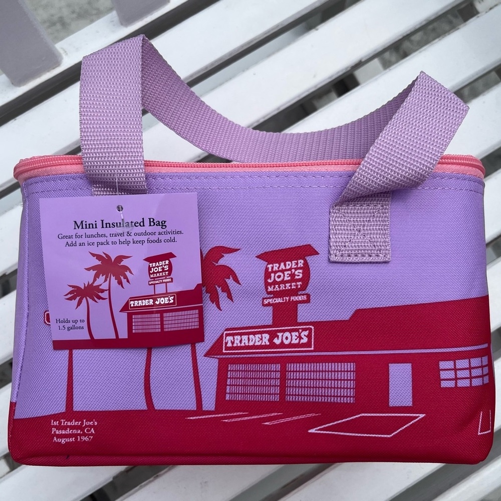 Trader Joe's Mini Insulated Lunch Bag in Purple and Pink